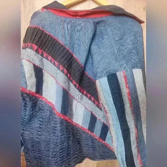 Vintage 90s Hand Made Patchwork Denim Jacket Size LG Women's - Picture 11 of 15